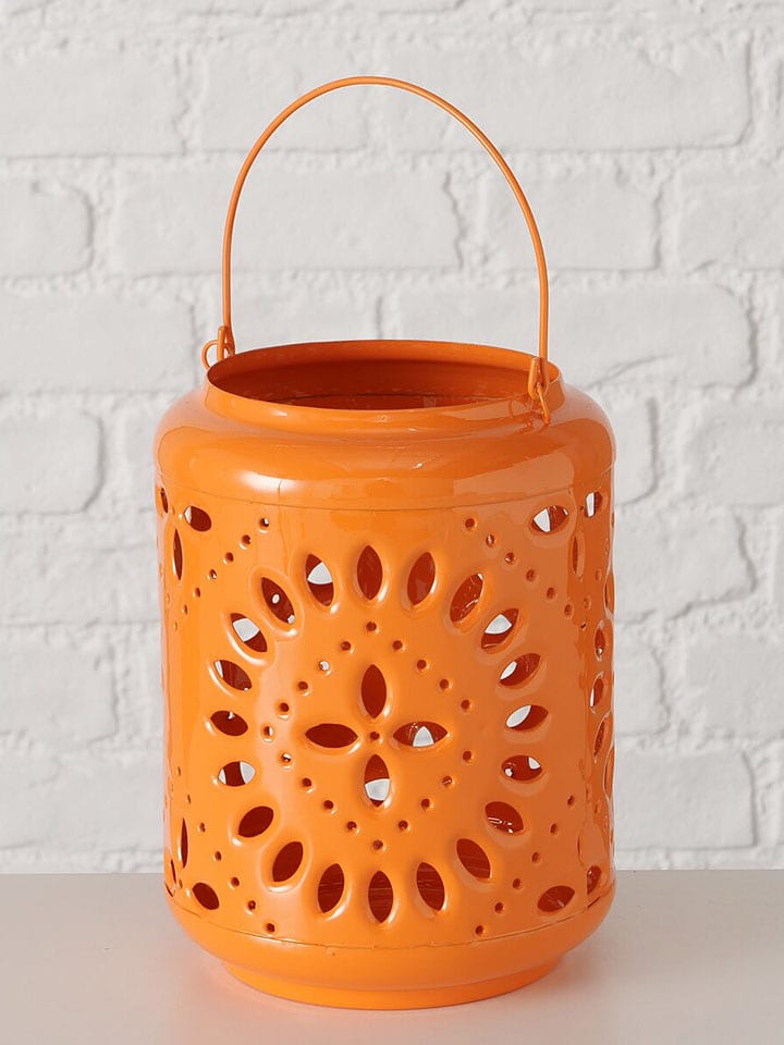 Boltze Windlicht ''Festival'' in Orange - (H)20 x Ø 17 cm - onesize