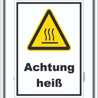 HB-Druck Achtung heiß Aufkleber A7 (74x105mm)
