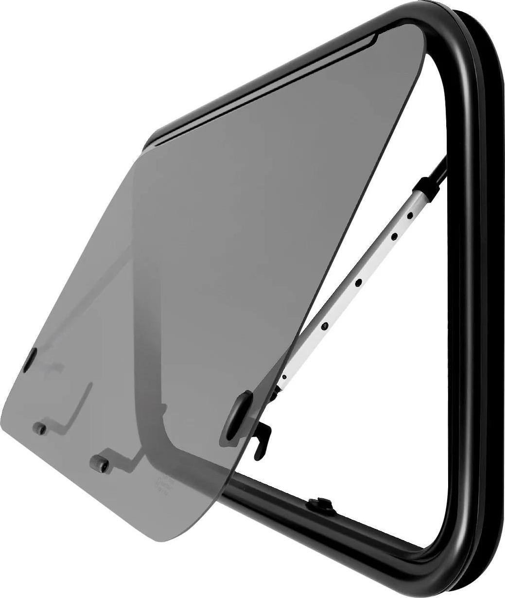 Wohnmobil/Wohnwagen Fenster - Ausstell-Notausstiegsfenster - 65° Öffnungswinkel - Abschließbarer Griff - Aluminiumlegierung & gehärtetes Glas - Schwarz