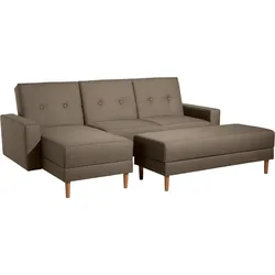 FUNKTIONSSOFA mit Hocker Kattie Flachgewebe sahara