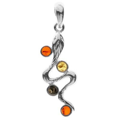 Kettenanhänger OSTSEE-SCHMUCK "Ostsee-Schmuck Anhänger Schlange Anhänger Schlange", weiß, Schmuckanhänger, Damen, 40 x 12mm, Silber 925 (Sterlingsilber), 2,1 g, Kettenanhänger
