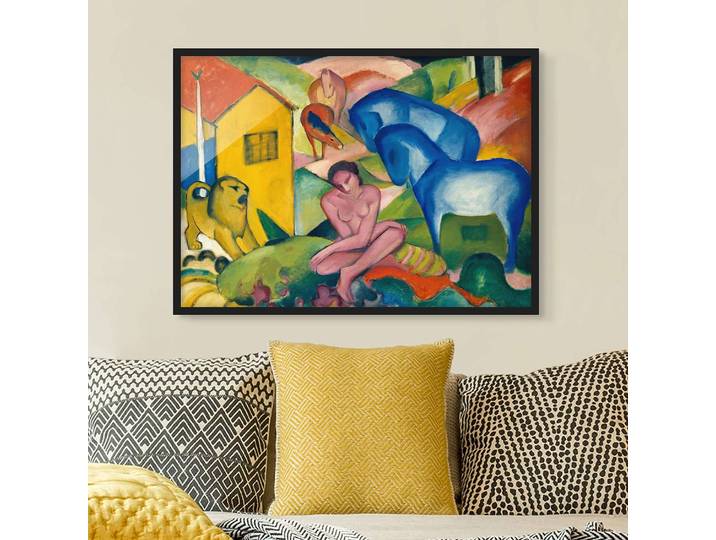 Tableau déco Franz Marc, Le Rêve Papier Cadre : placage en bois véritable Pin Multicolore 100 x 70cm