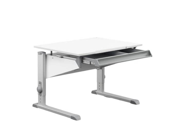Moll Sprinter CP Kinderschreibtisch höhenverstellbar mitwachsend, ergonomisch & neigbar für aufrechtes Sitzen ideal für Schulkinder Schreibtisch weiß optional mit Schublade Made in Germany