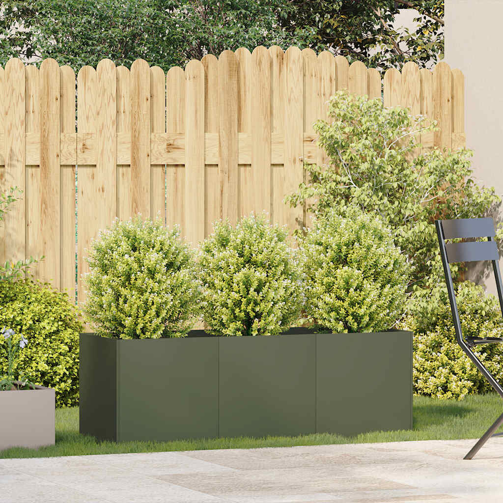 Rio Metal Planter Box Olive Green 15.75" H x 47.24" W x 15.75" D