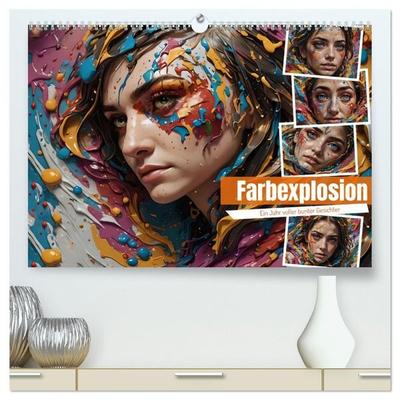 Farbexplosion - Ein Jahr voller bunter Gesichter (hochwertiger Premium Wandkalender 2027 DIN A2 quer), Kunstdruck in Hochglanz