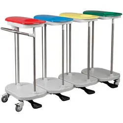 Wäschewagen MULTICART 4-Fach Wäschesammler Plus koppelbar, mit Deckeln, Tretvorrichtung, Schiebegriff