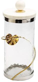 Classic Touch Canister with Floral Lotus Art (3 Sizes-All Gold)