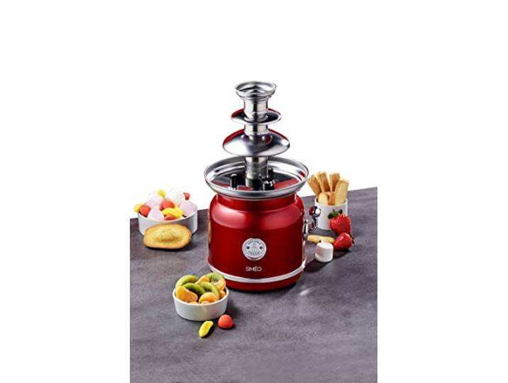 SIMÉO - Fontaine à Chocolat FCH450 90W - Facile à Utiliser et à Nettoyer - Pièces Amovibles Compatibles Lave-Vaisselle - Design Vintage - 18x16x32\,5 cm - Rouge