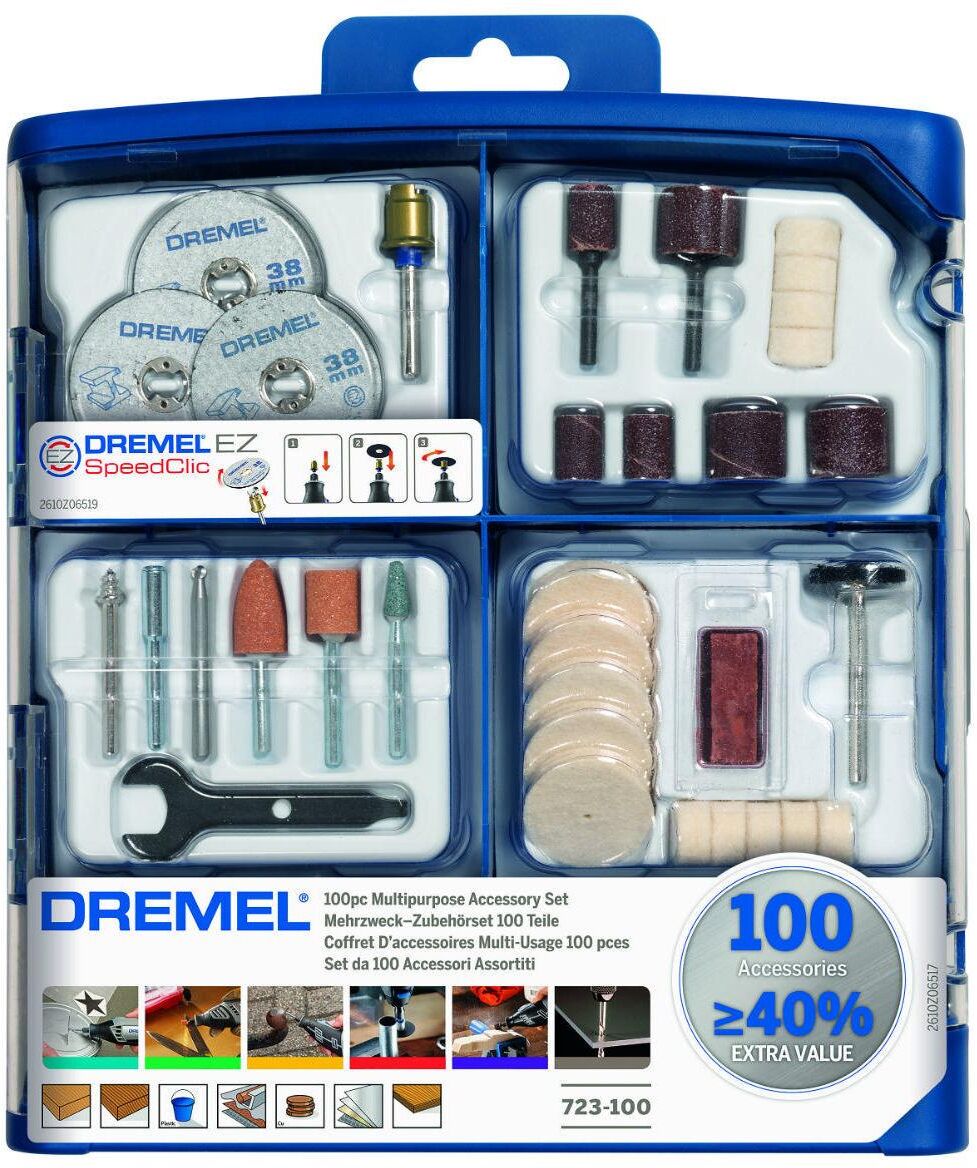Werkzeugset DREMEL "723 100 Teile", blau (bunt), Werkzeugsets, Werkzeugset bunt Einheitsgröße