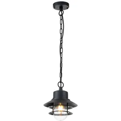 Außenleuchte Pendellampe Hängelampe Balkonlampe Edelstahl Glas klar schwarz E27
