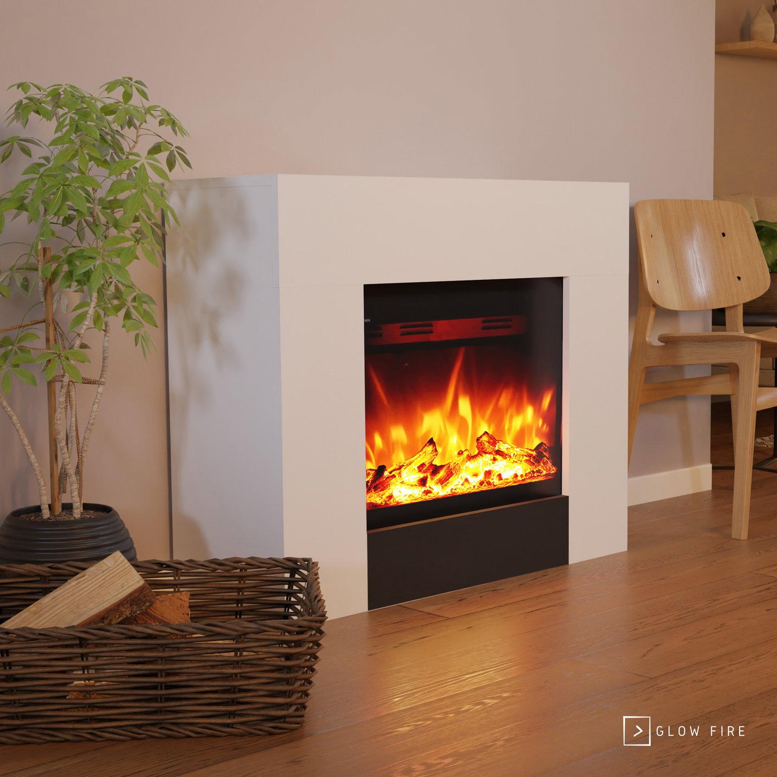 Glow Fire Elektrokamin 'Metis' | LED Standkamin in weiß mit Heizung (1500 W) | HxBxT: 82x98x35 cm