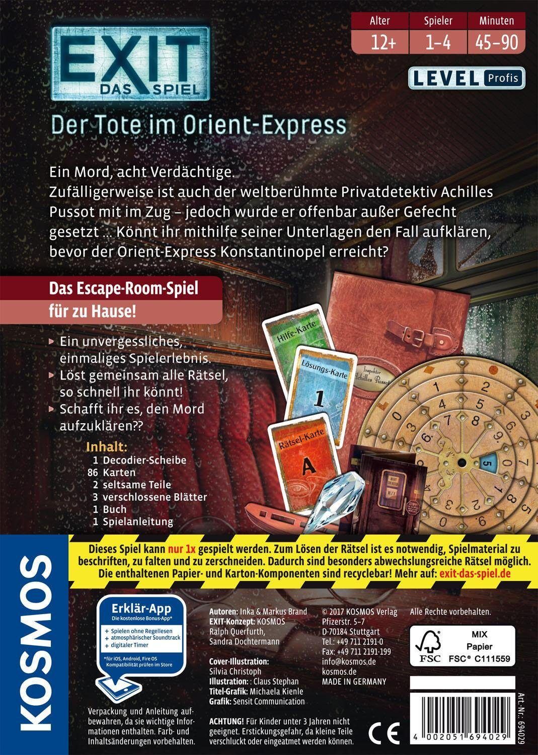 Spiel KOSMOS "EXIT,, Der Tote im Orient-Express", bunt, Spiele, Kinder, Spiel, Made in Germany