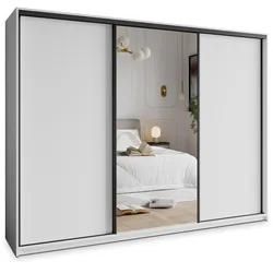 SCHWEBETÜRENSCHRANK TAVI 270/205/60 cm 3-türig mit Spiegel Weiß