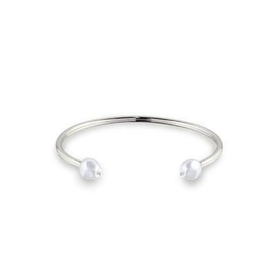 Armreif ELLI PREMIUM "Armband Armreif mit Perlen von Swarovski(R) 925 Sterling Silber" Gr. 16, silber, Armbänder, Damen, Silber 925 (Sterlingsilber), Armreif