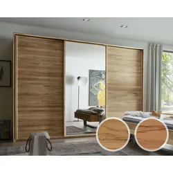 Forestales »Woodside« Schwebetürenschrank 3-türig Holz/Holz/Holz / Wildeiche