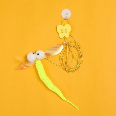 Inspired Living Elastic Feather Bell Hanging Cat Toy a