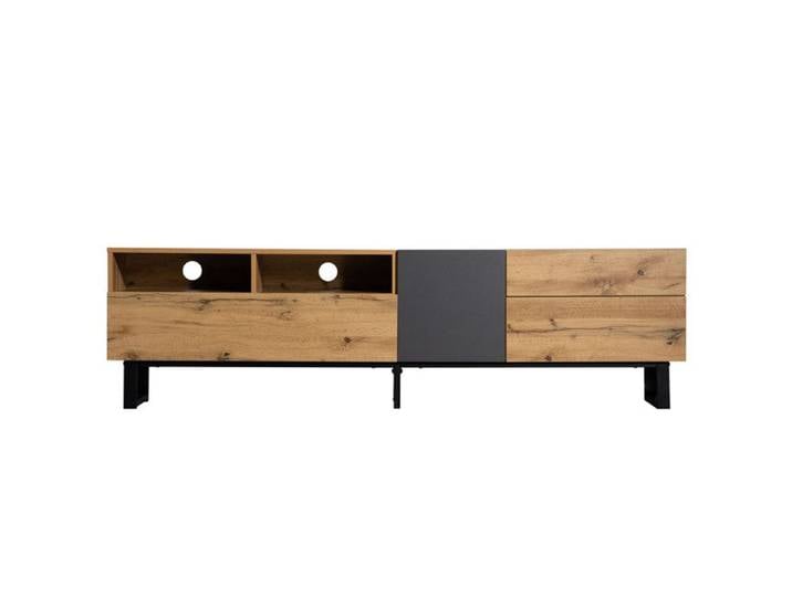 Meuble tv moderne Colorblocking meuble TV avec grain de bois 180cm