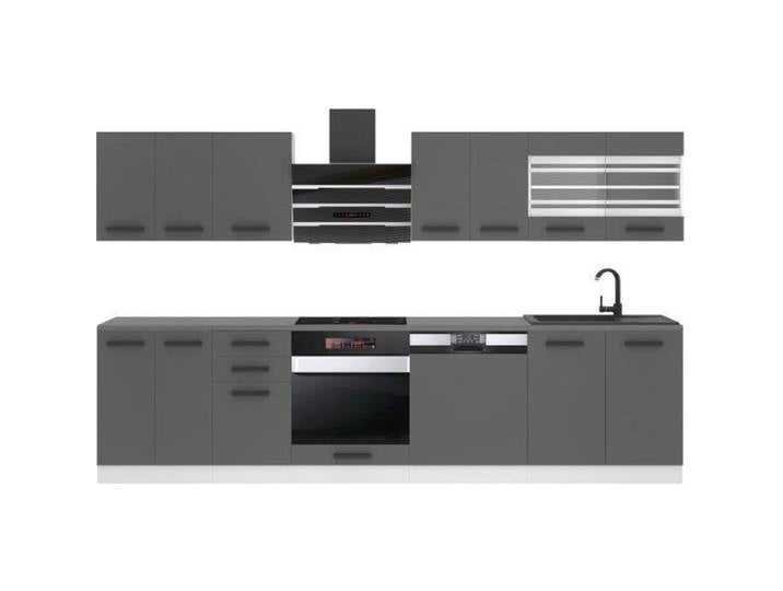 Cuisine Équipée Complète - BELINI - 300 cm - Argent Mat - Design Contemporain - Durable