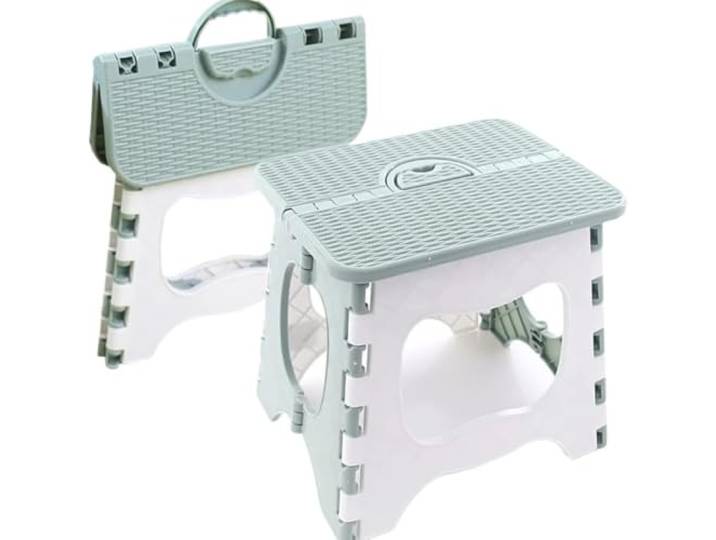 Hocker Foldable Step Stool for Home Plastic Stool with Anti-Slip Treads for Kitchen and Bathroom(Green-1pc)