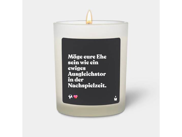 Duftkerze Woody Möge eure Ehe sein wie ein ewiges Ausgleichstor in der Nachspielzeit.