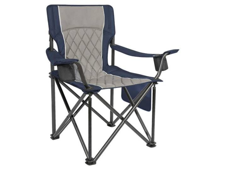 Modante Camping-Klappstuhl, Blaugrau, Metall, Füllung: Baumwolle (recycelt), X-Form, 94x97x61.8 cm, inklusive Armlehnen, faltbar, Freizeit & Co, Camping, Campingsessel