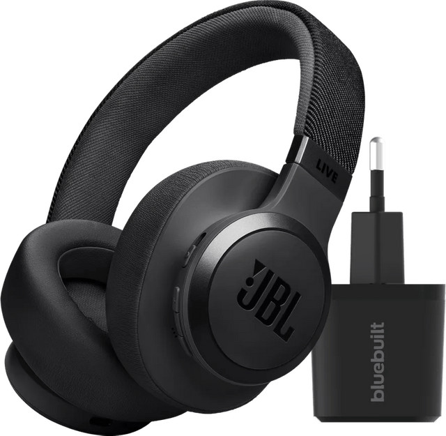 JBL Live 770NC Over-ear hoofdtelefoon Zwart met BlueBuilt Quick Charge USB-opladers
