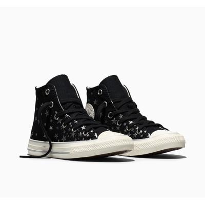 Sneaker CONVERSE "Chuck Taylor All Star", Mädchen, Gr. 33, schwarz (schwarz, silber, egret), Textil, Schuhe Sneaker, Glitter Print, double laces inclusive