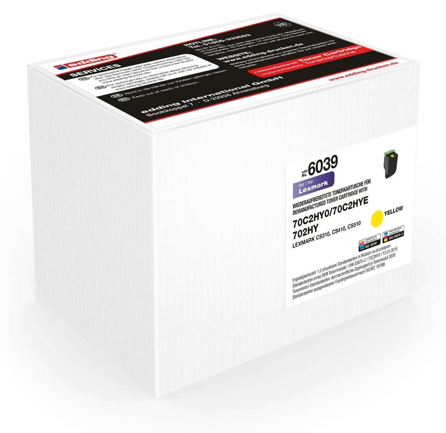 Edding Toner vervanger voor Lexmark 70C2HY0 Geel