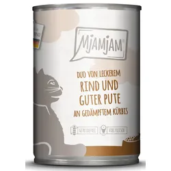MjAMjAM DUO von leckerem Rind & guter Pute an gedämpftem Kürbis 6x400 g