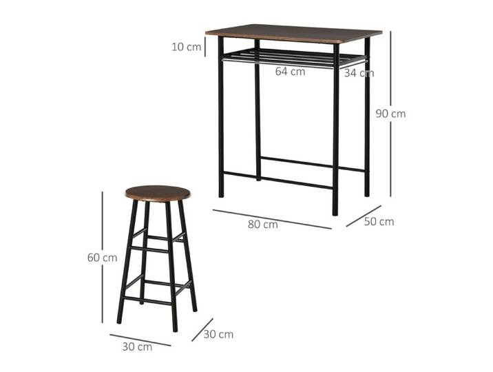 Ensemble table de bar 3 pièces Table de salle à manger avec 2 tabourets de bar Ensemble table de cuisine et chaises Table haute et t