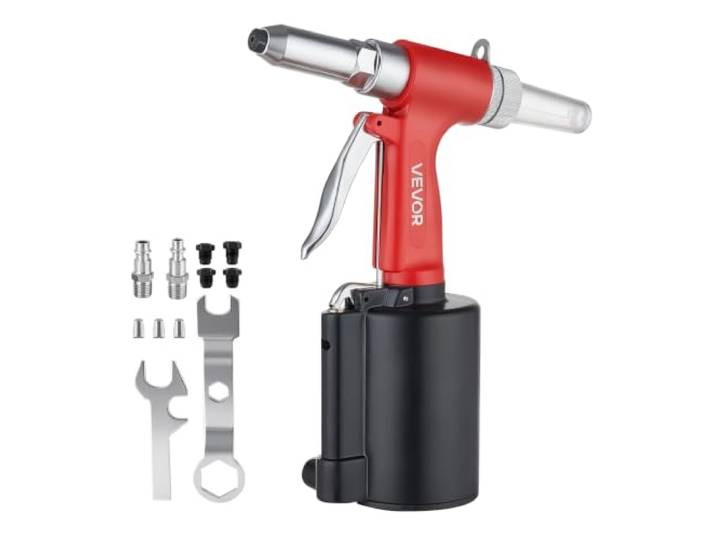 VEVOR Riveteuse Pneumatique Embouts 2\,4/3\,2/4\,0/4\,8 mm Pistolet à Riveter Pour Automobile\, Construction\, Fabrication Industrielle\, Outil de Rivetage Air Comprimé avec Force Traction 10\,79 kN\, 3 Mors
