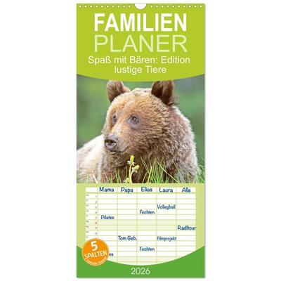 Familienplaner 2026 - Spaß mit Bären: Edition lustige Tiere mit 5 Spalten (Wandkalender, 21 x 45 cm) CALVENDO