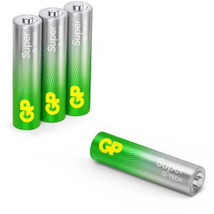 GP Batterien Batteries Super, Alkaline, 1,5V, 10 Jahre lagerfähig, AAA / Micro / LR3, 4 Stück