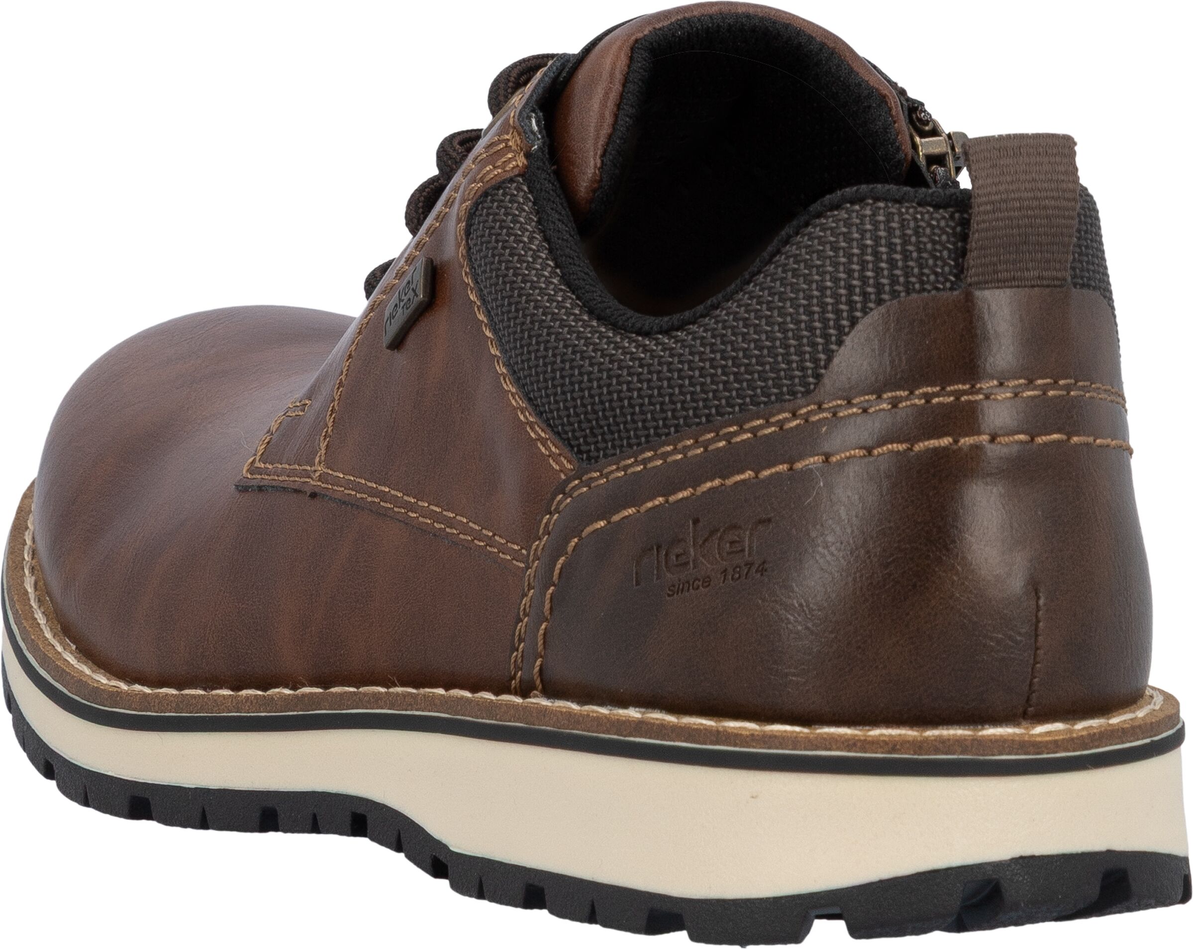 Schnürschuh RIEKER, Herren, Gr. 42, Textil, braun (dunkelbraun), Lederimitat, Textil, Schuhe Schnürschuh, Business Schnürer, Halbschuh, Casual Sneaker mit Innenreissverschluss dunkelbraun 42, Textil