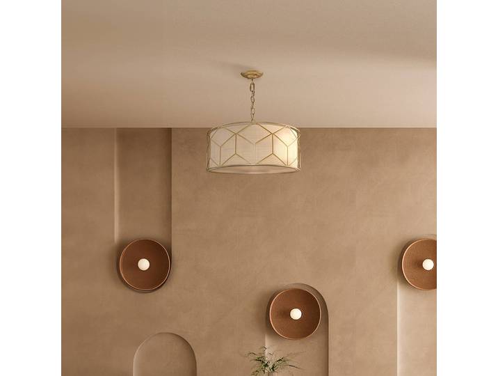 Suspension Messina Ø 45cm Blanc/Doré Lin E27