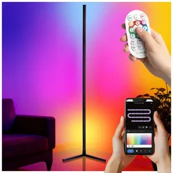 tectake® LED-Stehlampe, 16 Millionen Farben, über 200 Lichteffekte, Inklusive Fernbedienung, 4-fach höhenverstellbar, Innovativer Musik-Aktivierungsmodus