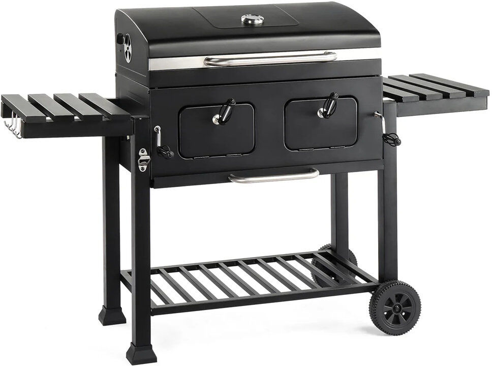 Winado 156cm W Barrel Charcoal Grill Satin Black 71.5cm W