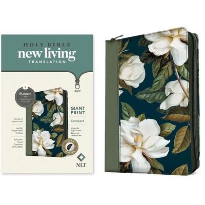 NLT Compact Giant Print Zipper Bible, Filament Enabled (Leatherlike, Magnolia Sage Green, Indexed, Red Letter), Gebundene Ausgabe von New Living