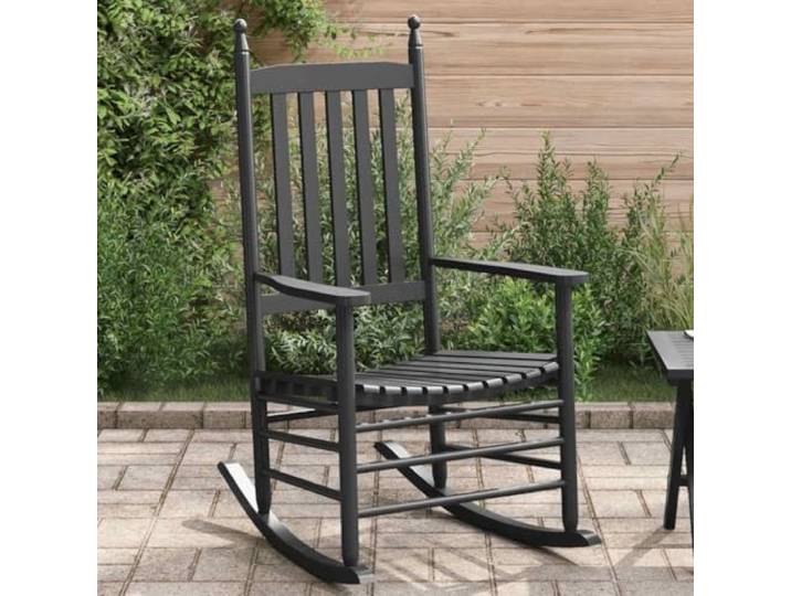 TUERYAFEK Schaukelstuhl mit Gebogener Sitzfläche Massivholz Pappel Hohe Rückenlehne, Ergonomisch Lattenrost, Wohnzimmer Terrasse, Wasserfest, 110 kg Belastbar