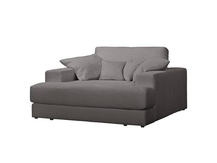 home24 XXL-fauteuil grijs corduroy Poppy 175 x 65 x 170cm
