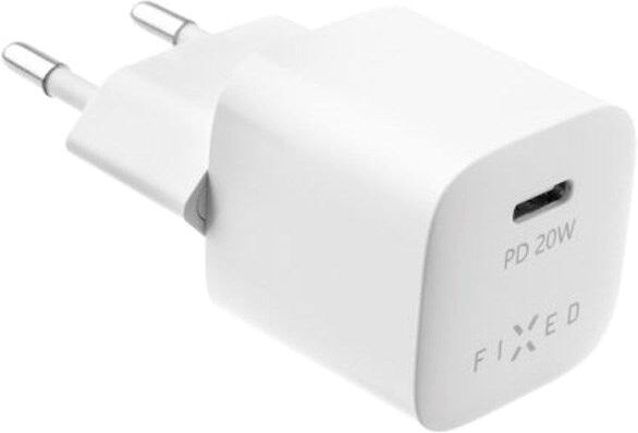 Fixed - Mini Vægoplader m. 1x USB-C / 1x USB-C Kabel - 20W - 1m - Hvid