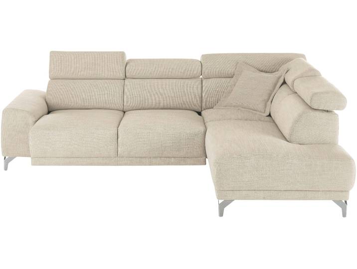 Ecksofa 3C CANDY Greve Sofa immer mit manuelle Kopfteilverstellungen, modern, elegant , beige (natur), B:249cm H:79cm T:209cm, 100% Leder, Sofas, Ecksofa, wahlweise motorischer Sitzvorzug, bequem und zeitlos, L-Form
