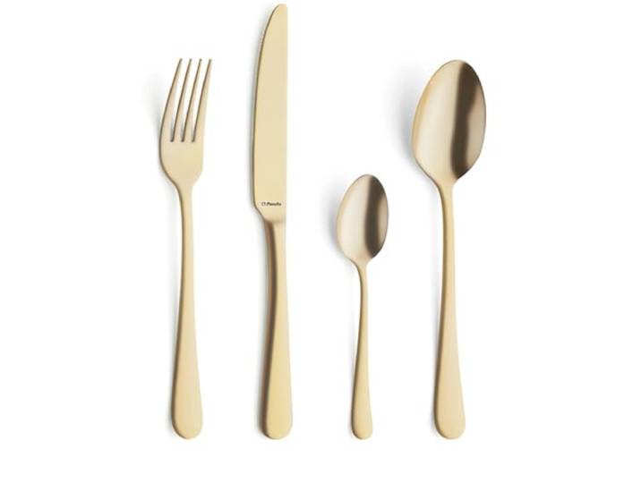AMEFA - Ménagère 24 couverts de table pour 6 personnes - Austin - Acier inoxydable 18/0\, Finition Revêtement PVD mat - Epaisseur 2.5 mm - Or