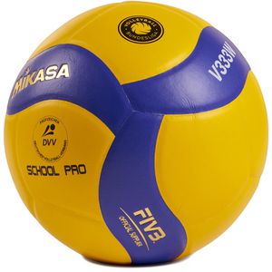 Mikasa Volleyball V333W-DVV VBL School Pro, DVV Zertifizierung, Trainingsball, gelb/blau, 280 Gramm, Größe 5