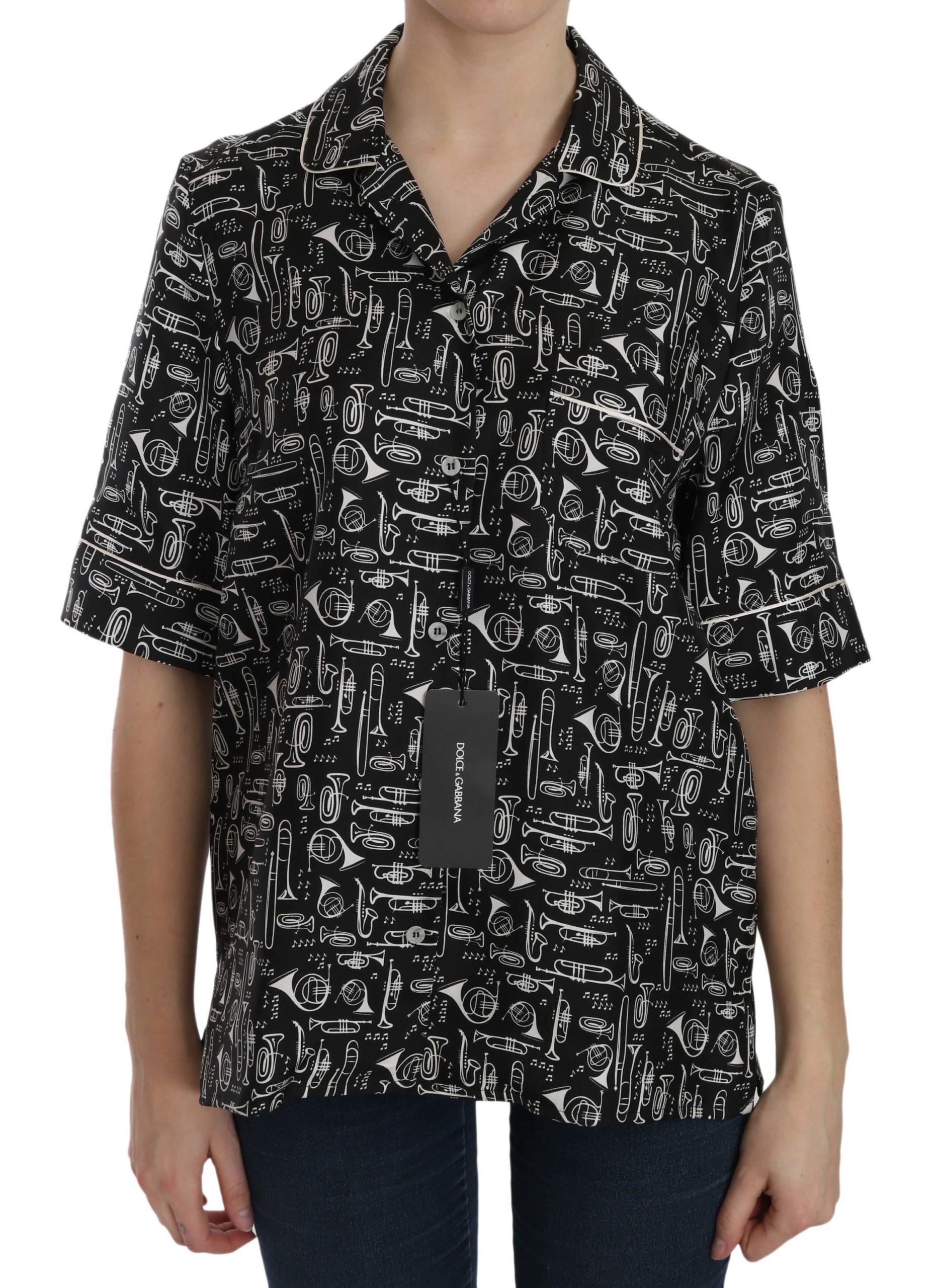 Dolce Gabbana Musikinstrumente Seidenhemd
