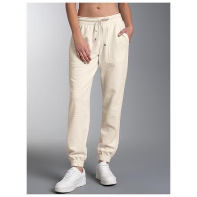 Jerseyhose TRIGEMA "TRIGEMA Bequeme Jogginghose mit großen Taschen", Damen, Gr. XXL, Normalgrößen, natur, Sweatware, 55% Polyester, 45% Baumwolle, Hosen Jerseyhose