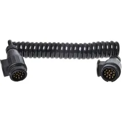 ProPlus Spiralkabel mit 2x Stecker 13-polig PVC im Blister (3.50 m), Stromkabel, Schwarz