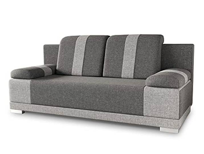 Sofnet - Schlafsofa Imola mit Bettkasten (Grau, Sawana 05 + 21) Bettsofa mit Bettkasten, Bettfunktion, Couch, Bettsofa, Polstersofa, Klappsofa, Sofagarnitur, Stoffbezug