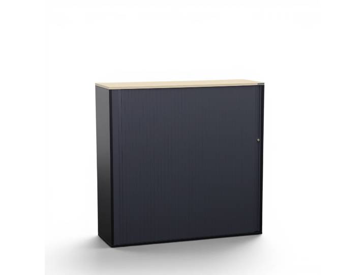 Rollladenschrank Tradingzone GO Swiss 120.0 x 40.0 cm, 3 Ordner hoch, Schwarz/Ahorn, Neu - Optimale Raumnutzung