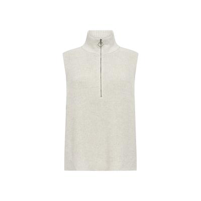 Pullunder SOYACONCEPT "SC-JULIA 8", Damen, Gr. L, weiß (sand), Rippstrick, Obermaterial: 50% Baumwolle, 50% Polyamid, unifarben, hüftlang, Rundhals, Pullover Pullunder, Materialmix